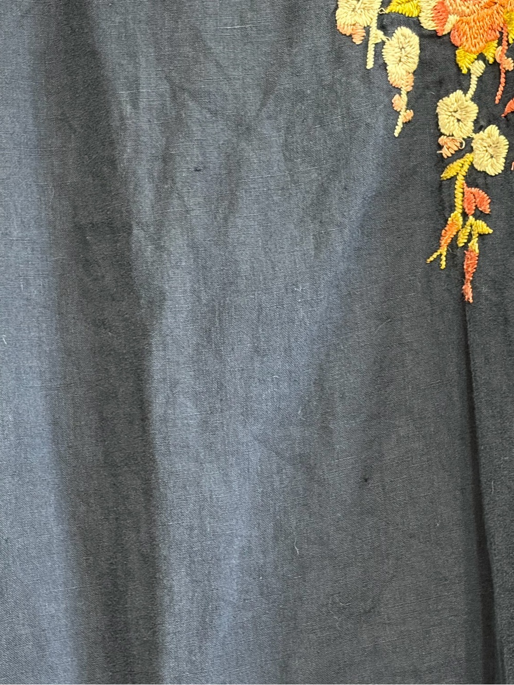 Johnny Was Navy Embroidered Midi Dress with Pink & Yellow Floral Accents - Picture 3 of 13